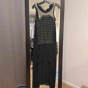 High low never worn sequined sheer black Diane von Furstenberg dress